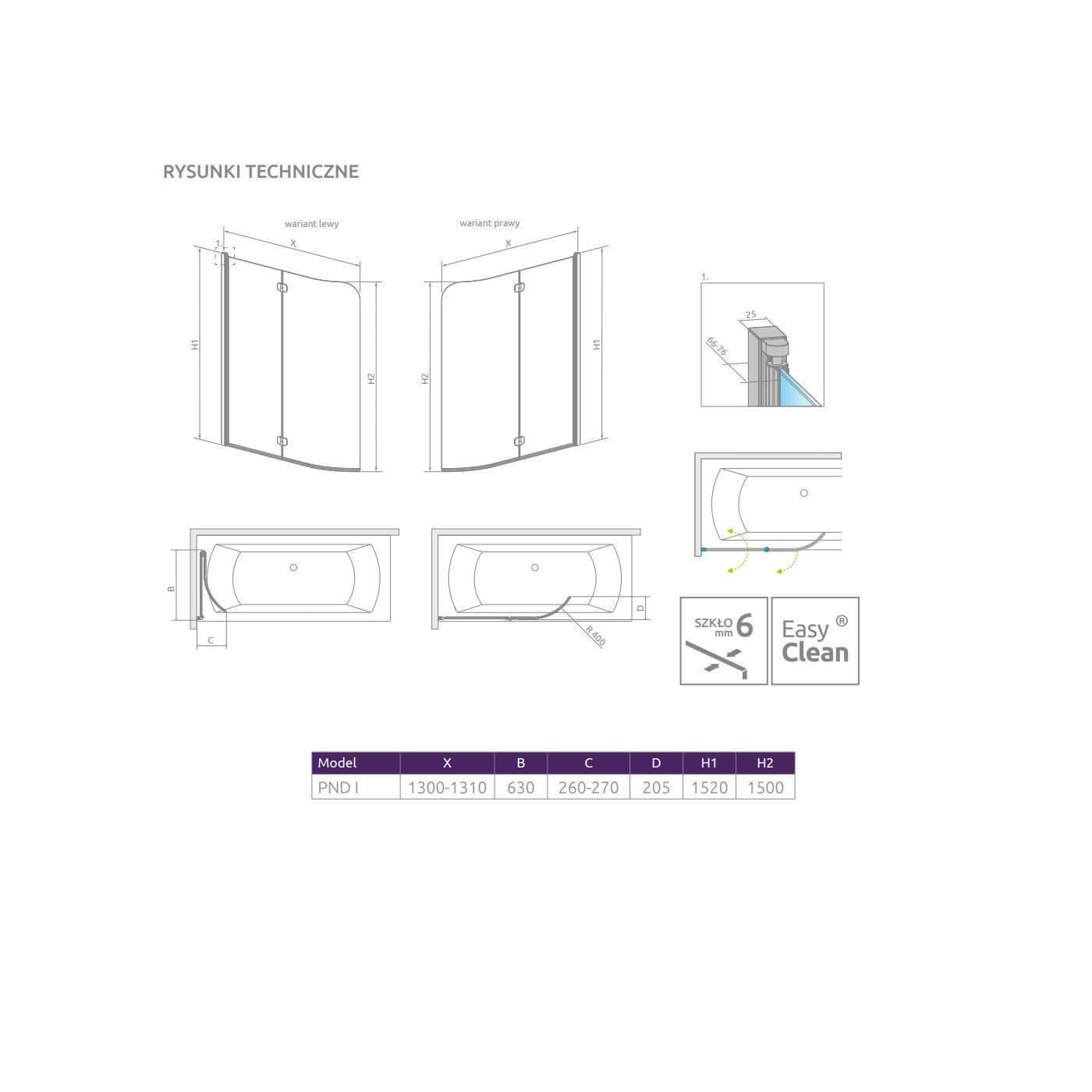 Parawan PND I 130 Lewy Eos 1205202-101L Radaway Parawan PND I 130 Lewy Eos 1205202-101L Radaway