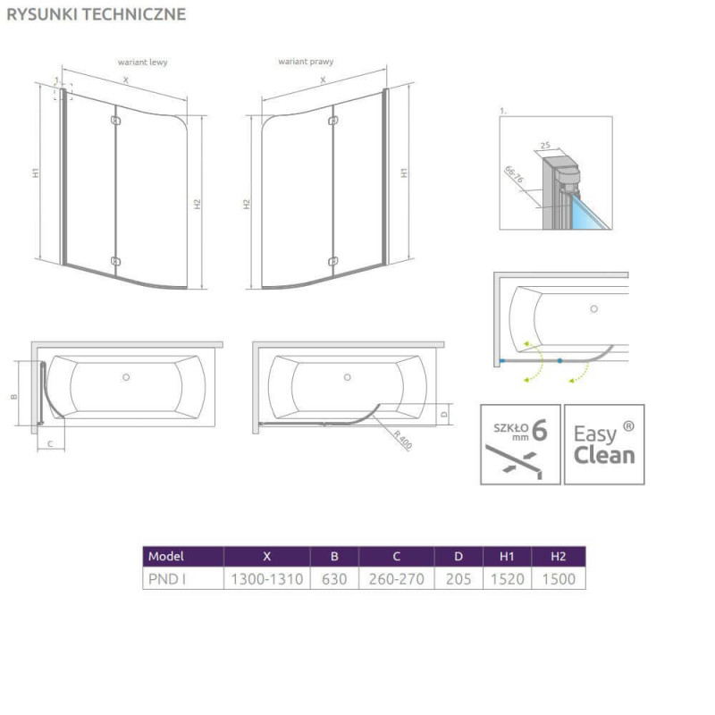 Parawan PND I 130 Lewy Eos 1205202-101L Radaway Parawan PND I 130 Lewy Eos 1205202-101L Radaway