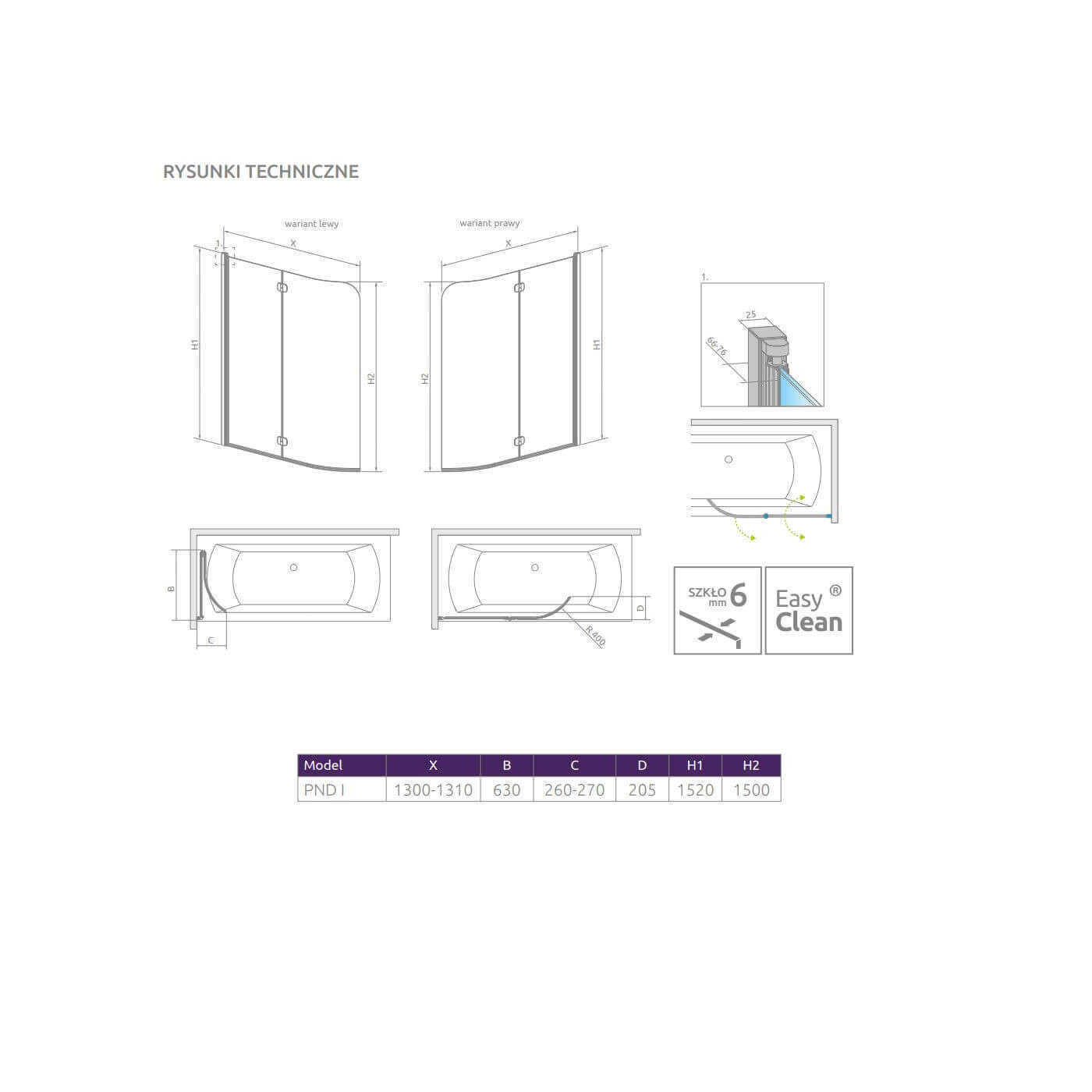 Parawan PND I 130 Prawy Eos 1205202-101R Radaway Parawan PND I 130 Prawy Eos 1205202-101R Radaway