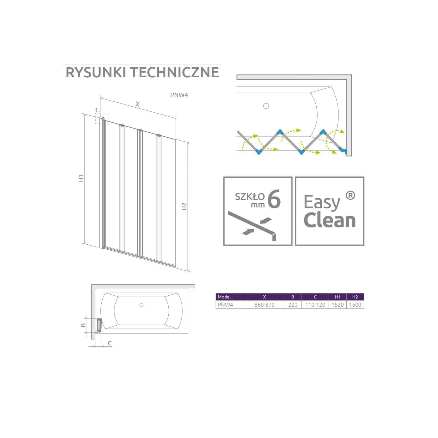 Parawan PNW4 86 Eos 1205401-101 Radaway Parawan PNW4 86 Eos 1205401-101 Radaway