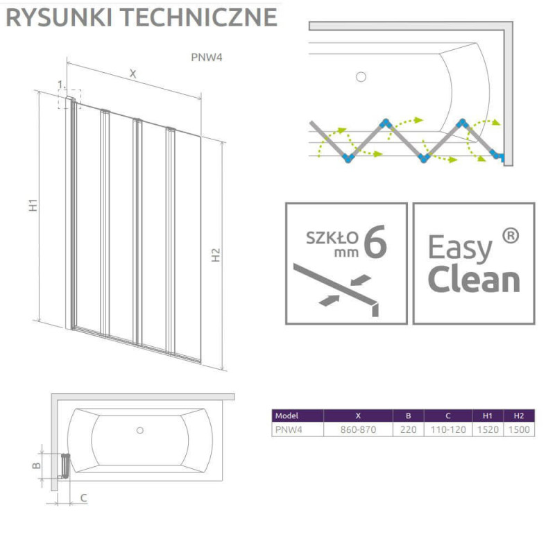Parawan PNW4 86 Eos 1205401-101 Radaway Parawan PNW4 86 Eos 1205401-101 Radaway