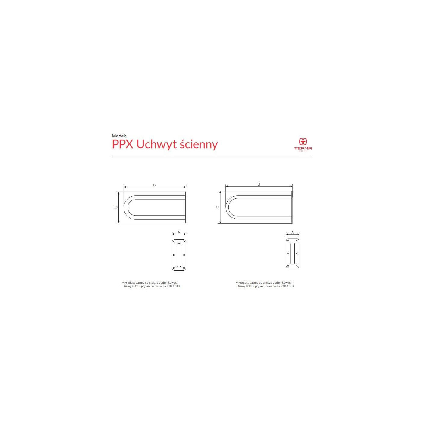 Uchwyt Ścienny Stały 60 cm WBUSX003KCRO Terma Uchwyt Ścienny Stały 60 cm WBUSX003KCRO Terma