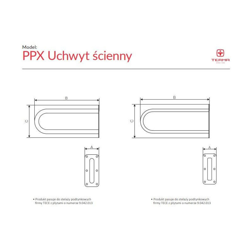 Uchwyt Ścienny Stały 60 cm WBUSX003KCRO Terma Uchwyt Ścienny Stały 60 cm WBUSX003KCRO Terma