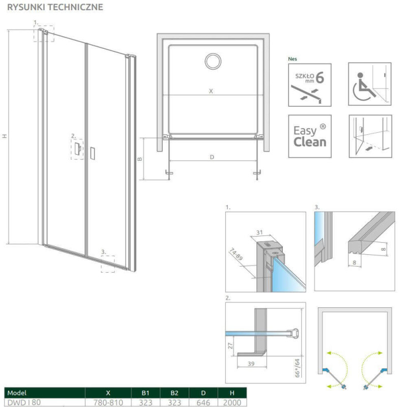 Drzwi prysznicowe Nes DWD I 80 10027080-01-01 Radaway Drzwi prysznicowe Nes DWD I 80 10027080-01-01 Radaway