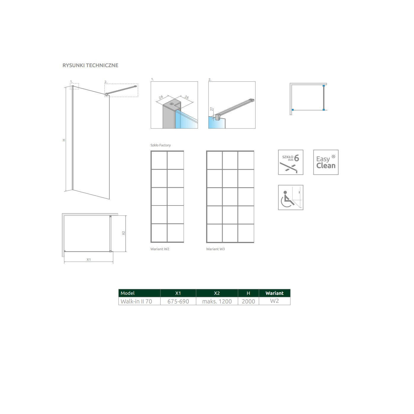 Kabina Nes Walk-In II 70 Czarna Factory 10013070-54-55 Radaway Kabina Nes Walk-In II 70 Czarna Factory 10013070-54-55 Radaway