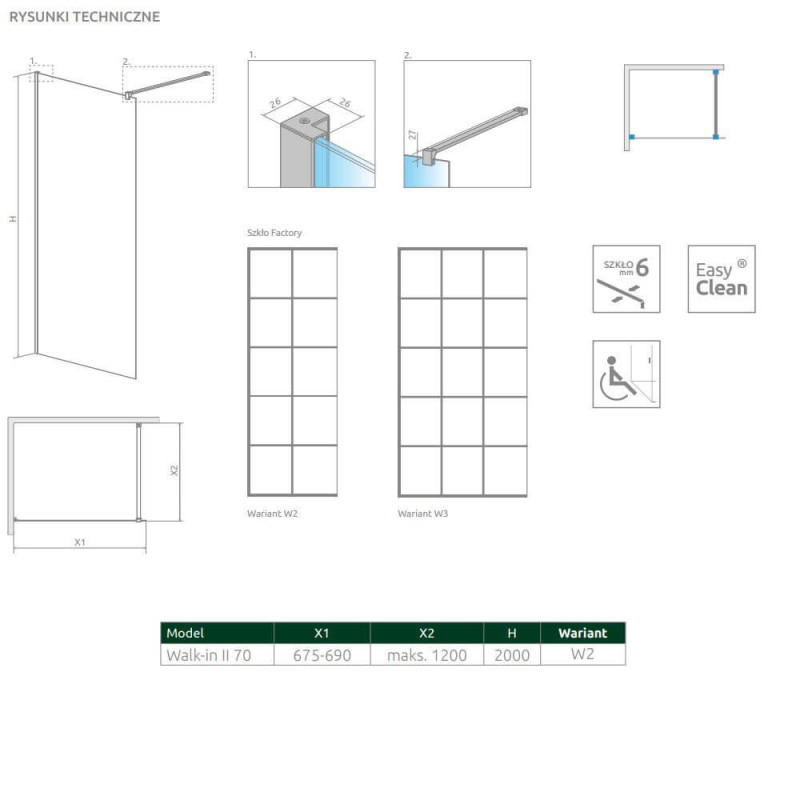 Kabina Nes Walk-In II 70 Czarna Factory 10013070-54-55 Radaway Kabina Nes Walk-In II 70 Czarna Factory 10013070-54-55 Radaway
