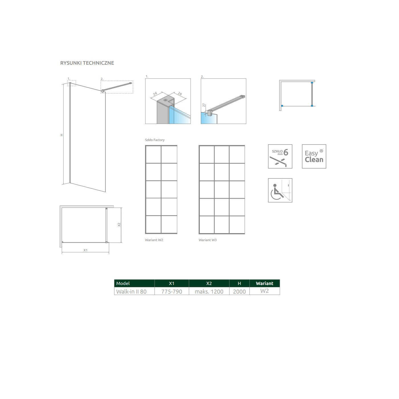 Kabina Nes Walk-In II 80 Czarna Factory 10013080-54-55 Radaway Kabina Nes Walk-In II 80 Czarna Factory 10013080-54-55 Radaway