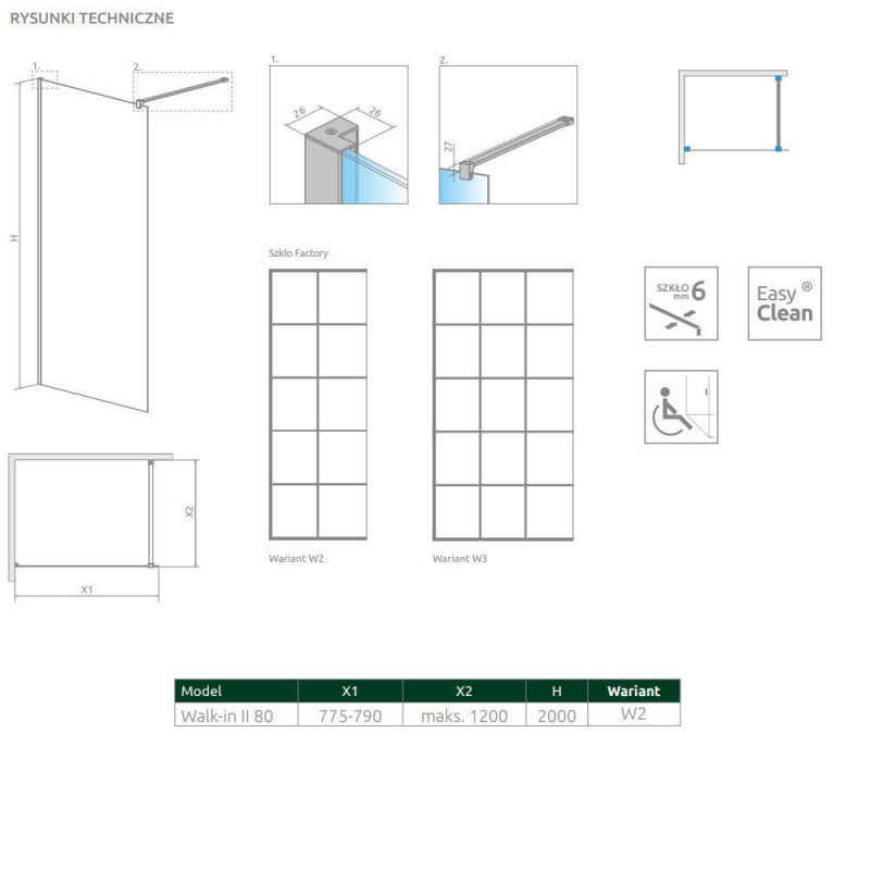 Kabina Nes Walk-In II 80 Czarna Factory 10013080-54-55 Radaway Kabina Nes Walk-In II 80 Czarna Factory 10013080-54-55 Radaway