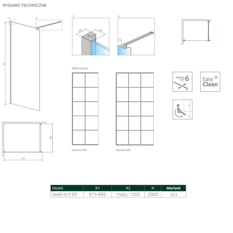 Kabina Nes Walk-In II 90 Czarna Factory 10013090-54-55 Radaway Kabina Nes Walk-In II 90 Czarna Factory 10013090-54-55 Radaway