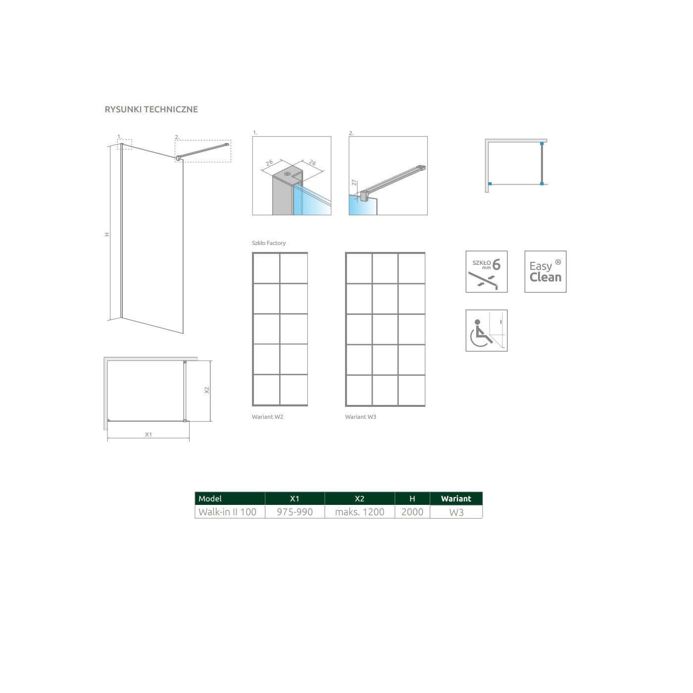 Kabina Nes Walk-In II 100 Czarna Factory 10013100-54-55 Radaway Kabina Nes Walk-In II 100 Czarna Factory 10013100-54-55 Radaway