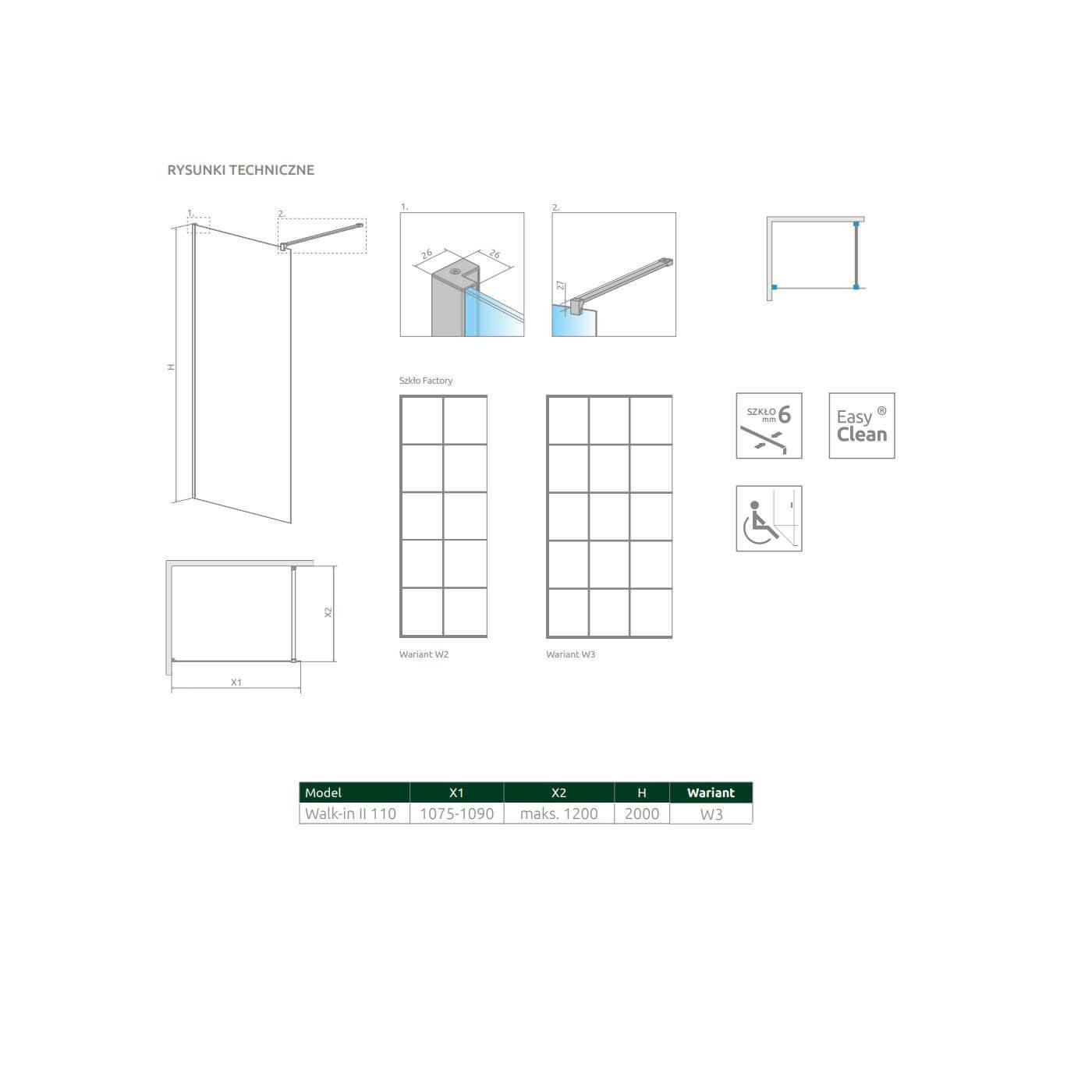 Kabina Nes Walk-In II 110 Czarna Factory 10013110-54-55 Radaway Kabina Nes Walk-In II 110 Czarna Factory 10013110-54-55 Radaway