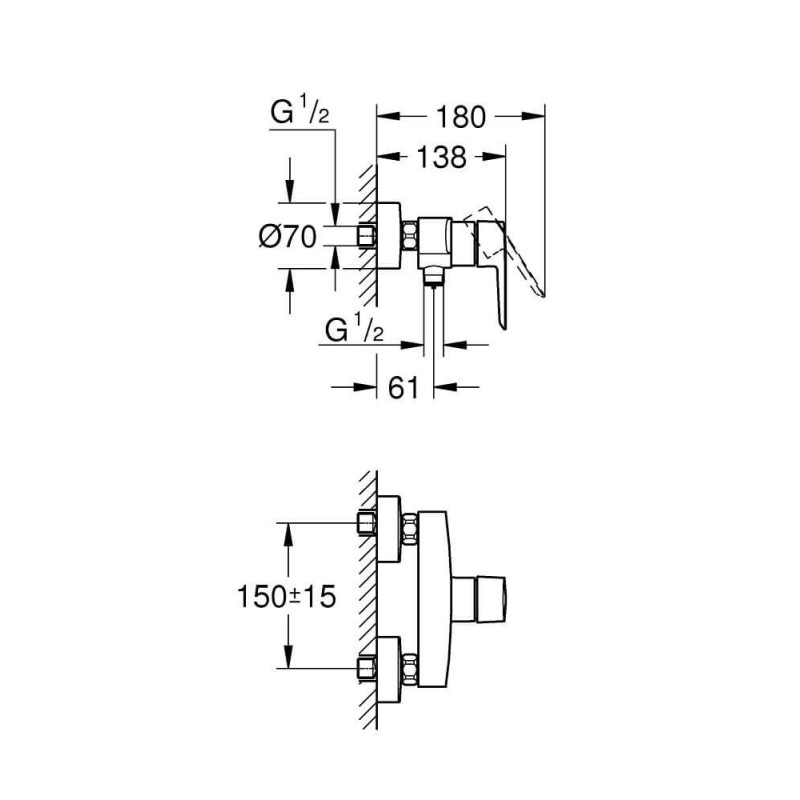 Bateria Prysznicowa Ścienna Start Czarny Mat 322792432 Grohe Bateria Prysznicowa Ścienna Start Czarny Mat 322792432 Grohe