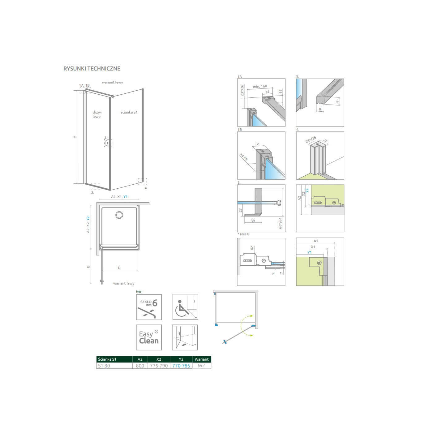 Ścianka Prysznicowa Nes KDJ I Czarna S1 80 Frame 10039080-54-56 Radaway Ścianka Prysznicowa Nes KDJ I Czarna S1 80 Frame 10039080-54-56 Radaway