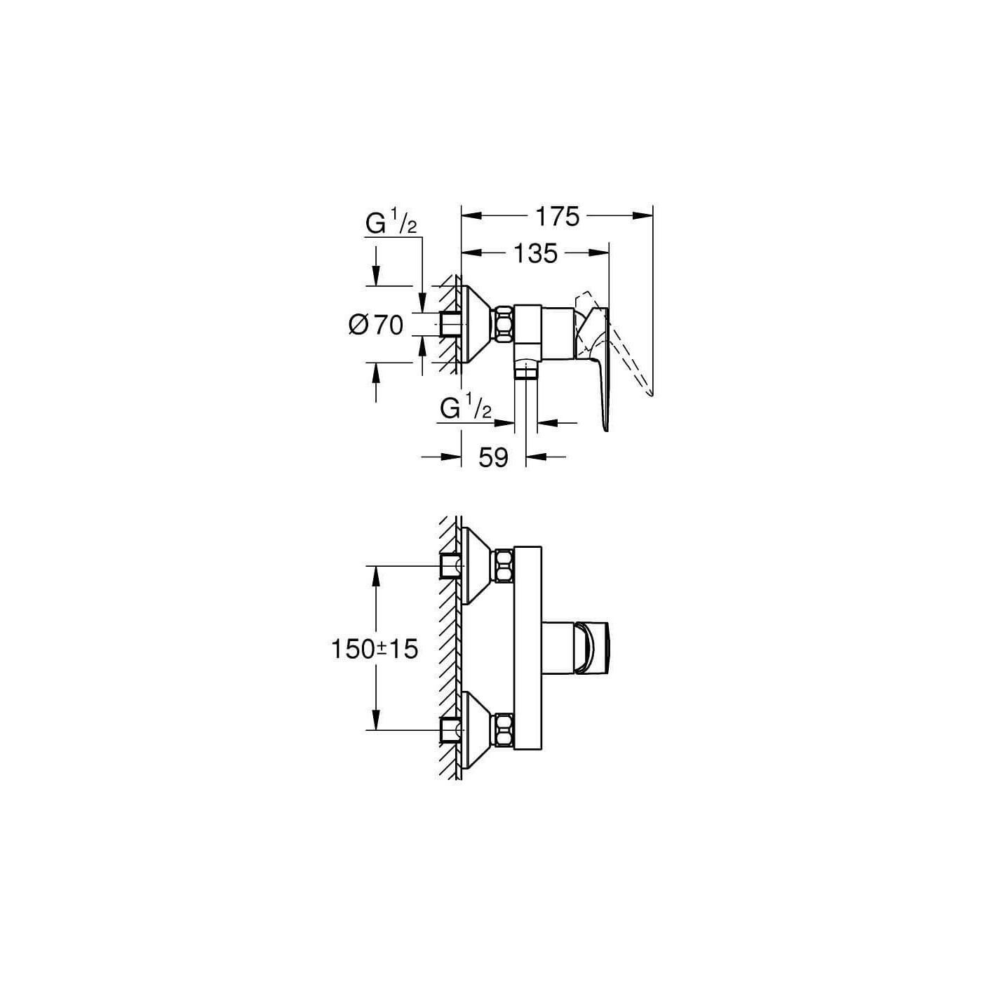 Bateria Prysznicowa Bauedge Chrom 23635001 Grohe Bateria Prysznicowa Bauedge Chrom 23635001 Grohe