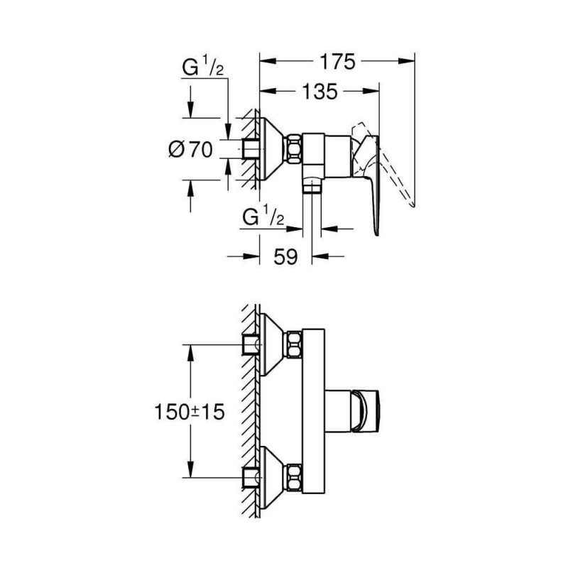 Bateria Prysznicowa Bauedge Chrom 23635001 Grohe Bateria Prysznicowa Bauedge Chrom 23635001 Grohe