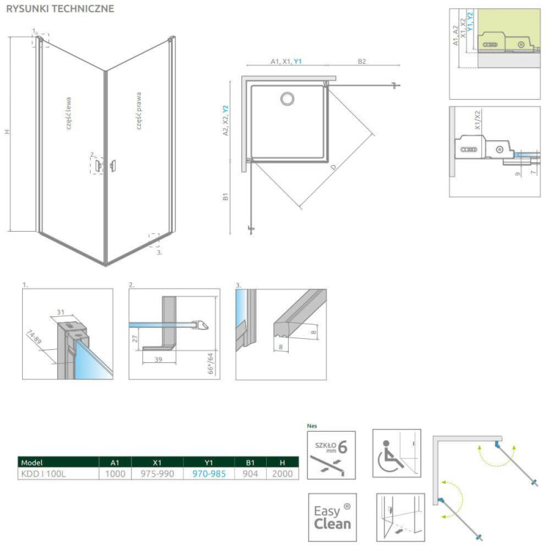 Kabina Nes KDD I Czarna 100 Część Lewa Frame 10021100-54-56L Radaway Kabina Nes KDD I Czarna 100 Część Lewa Frame 10021100-54-56L Radaway