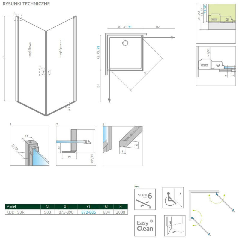 Kabina Nes KDD I Czarna 90 Część Prawa Frame 10021090-54-56R Radaway Kabina Nes KDD I Czarna 90 Część Prawa Frame 10021090-54-56R Radaway