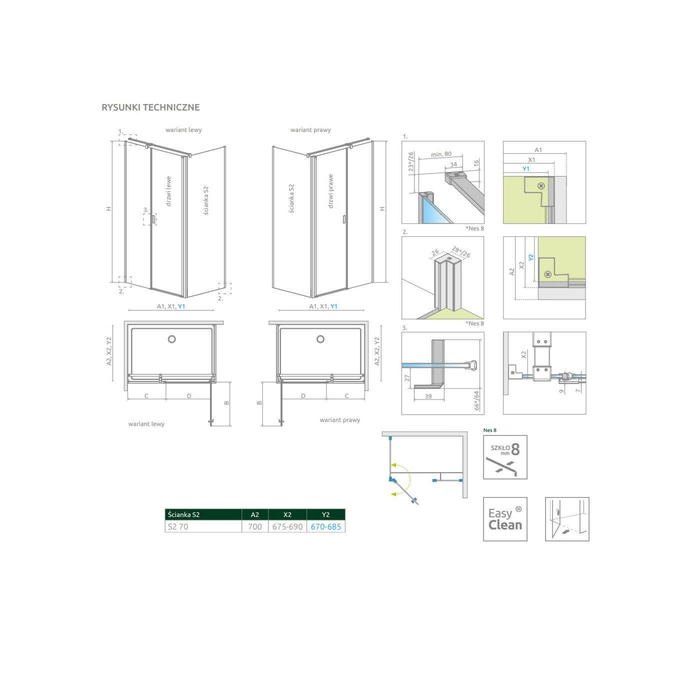Ścianka Prysznicowa Nes 8 KDS II/DWD S2 70 10080070-01-01 Radaway Ścianka Prysznicowa Nes 8 KDS II/DWD S2 70 10080070-01-01 Radaway