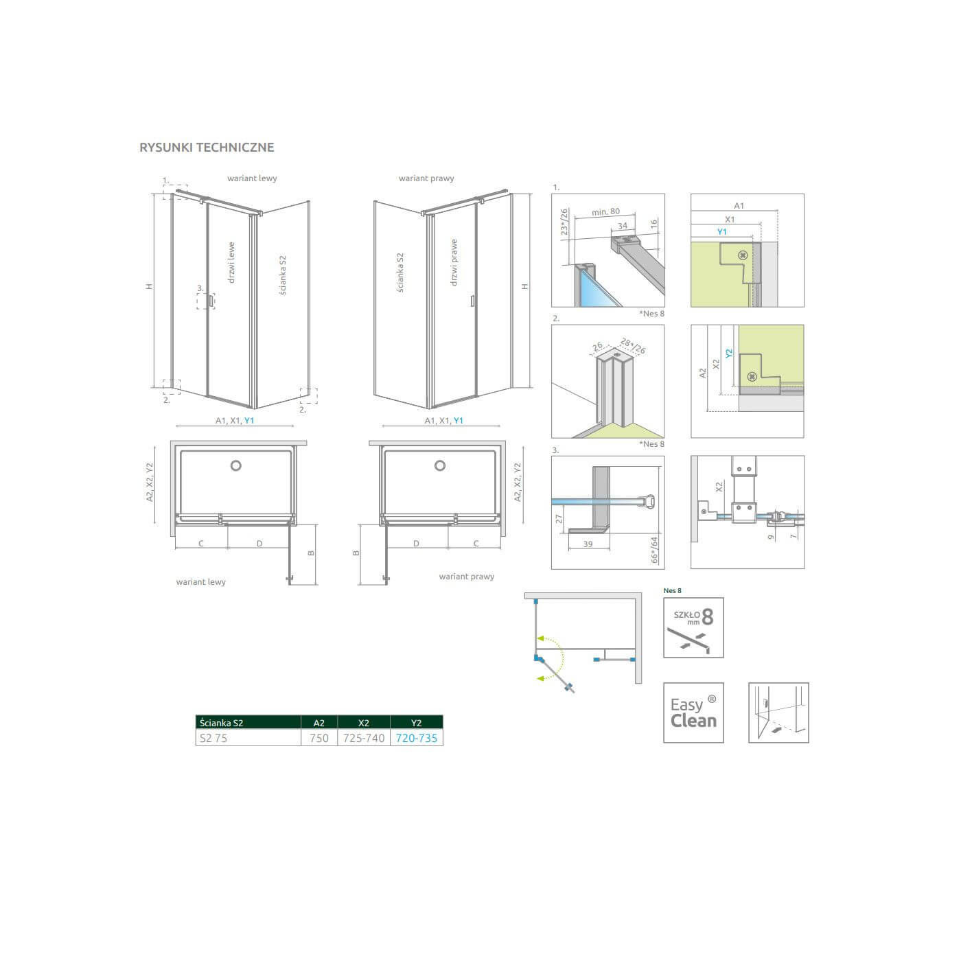 Ścianka Prysznicowa Nes 8 KDS II/DWD S2 75 10080075-01-01 Radaway Ścianka Prysznicowa Nes 8 KDS II/DWD S2 75 10080075-01-01 Radaway