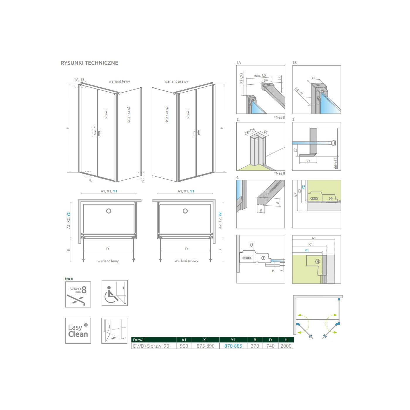 Drzwi Prysznicowe Nes 8 DWD+S 90 10081190-01-01 Radaway Drzwi Prysznicowe Nes 8 DWD+S 90 10081190-01-01 Radaway