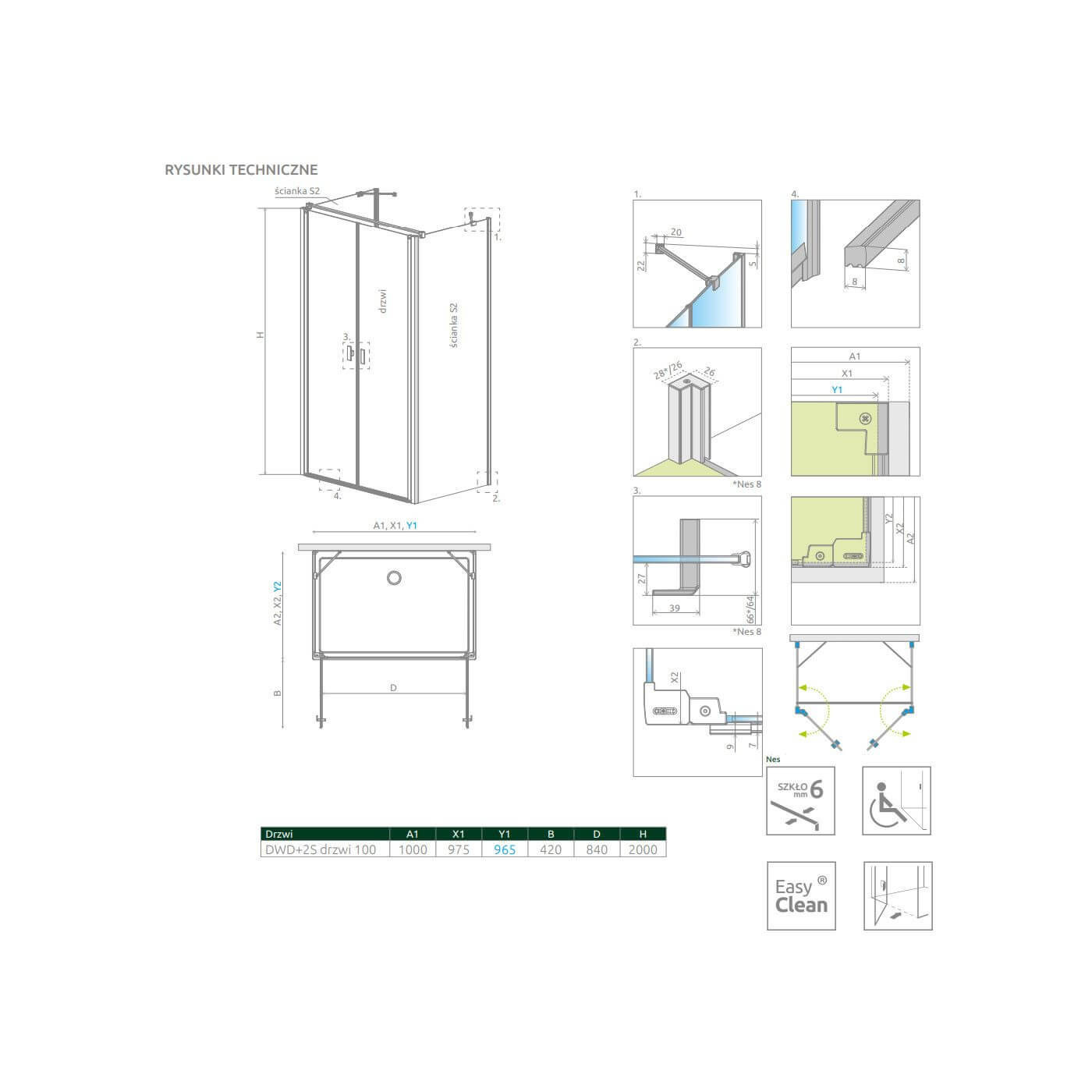Drzwi Prysznicowe Nes DWD+2S 100 10035100-01-01 Radaway Drzwi Prysznicowe Nes DWD+2S 100 10035100-01-01 Radaway