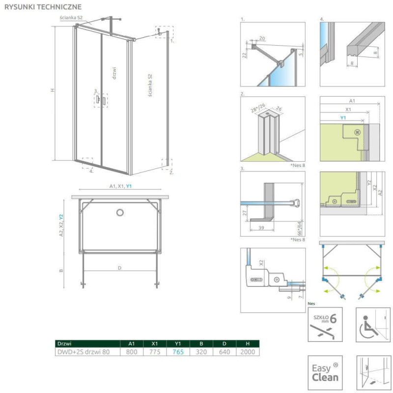 Drzwi Prysznicowe Nes DWD+2S Czarne 80 10035080-54-01 Radaway Drzwi Prysznicowe Nes DWD+2S Czarne 80 10035080-54-01 Radaway