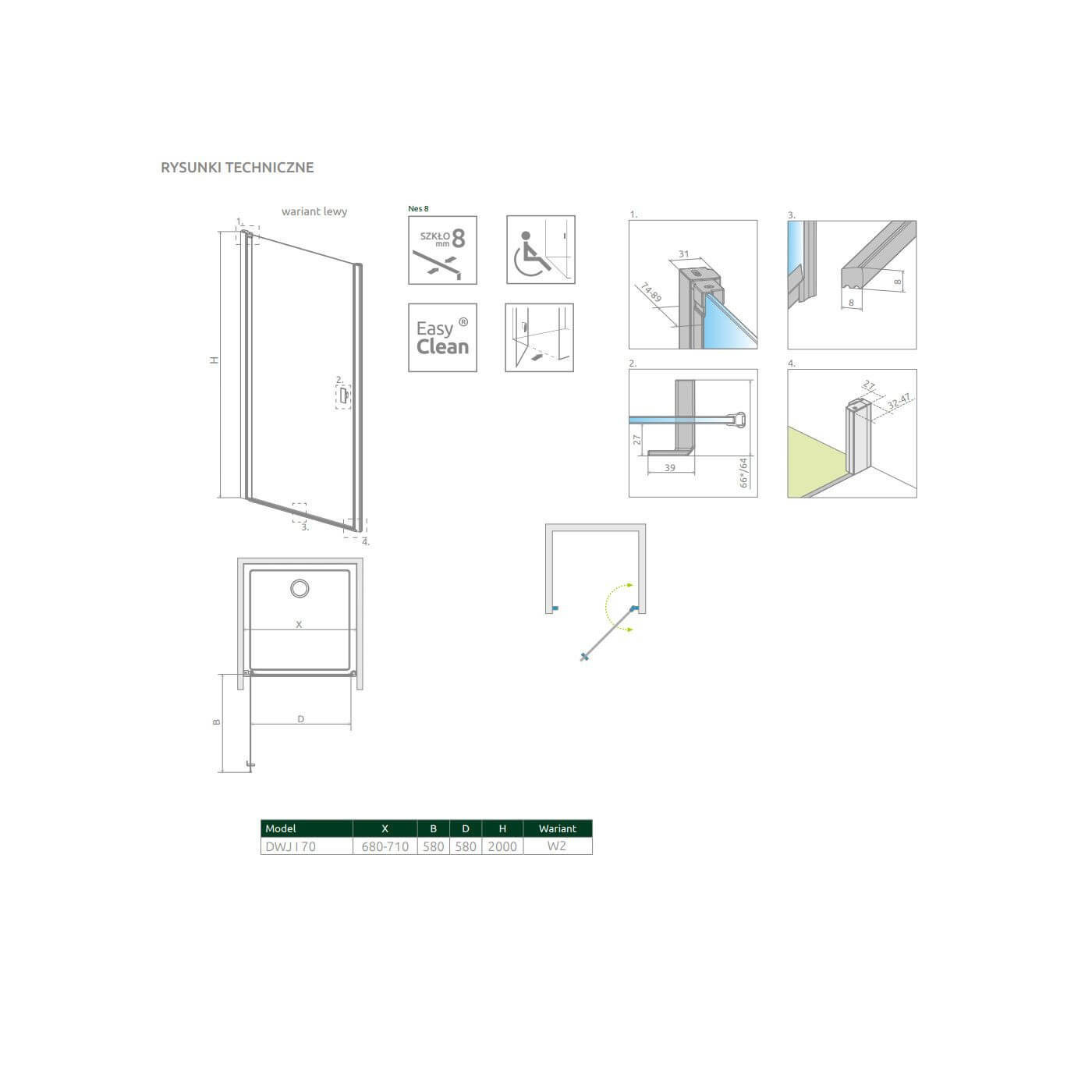 Drzwi Prysznicowe Nes 8 DWJ I Czarne 70 Lewe Frame 10076070-54-56L Radaway Drzwi Prysznicowe Nes 8 DWJ I Czarne 70 Lewe Frame 10076070-54-56L Radaway