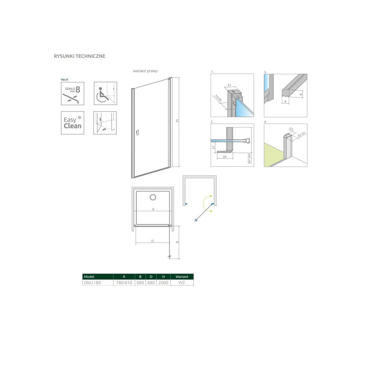 Drzwi Prysznicowe Nes 8 DWJ I Czarne 80 Prawe Frame 10076080-54-56R Radaway Drzwi Prysznicowe Nes 8 DWJ I Czarne 80 Prawe Frame 10076080-54-56R Radaway