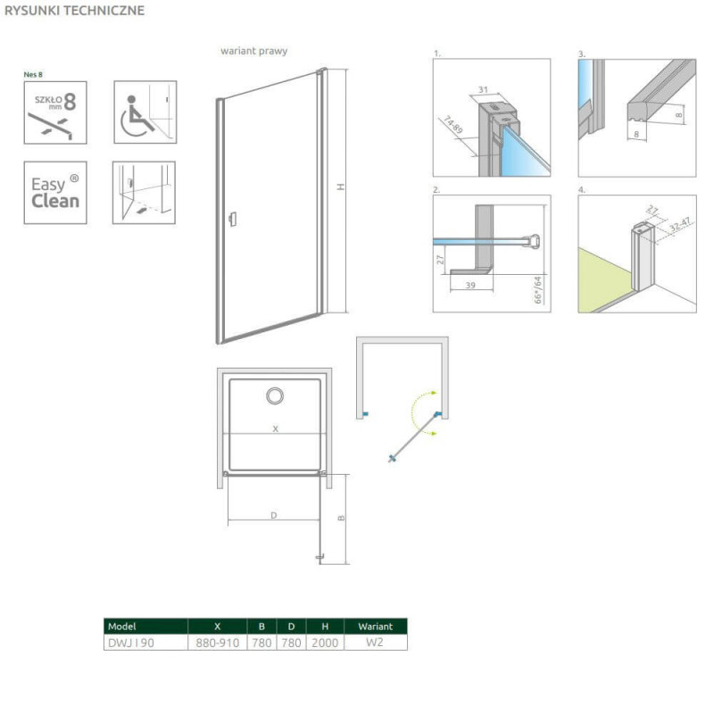 Drzwi Prysznicowe Nes 8 DWJ I Czarne 90 Prawe Frame 10076090-54-56R Radaway Drzwi Prysznicowe Nes 8 DWJ I Czarne 90 Prawe Frame 10076090-54-56R Radaway
