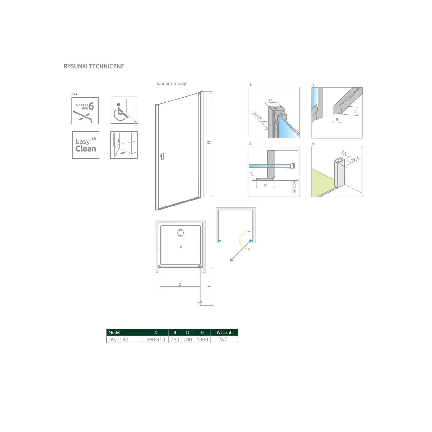 Drzwi Prysznicowe Nes DWJ I Czarne 90 Prawe Frame 10026090-54-56R Radaway Drzwi Prysznicowe Nes DWJ I Czarne 90 Prawe Frame 10026090-54-56R Radaway