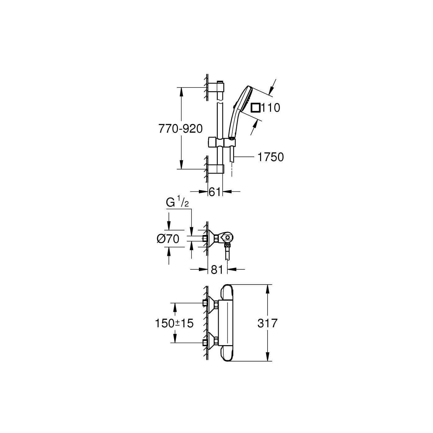 Bateria Prysznicowa Grohtherm 1000 Chrom 34824005 Grohe Bateria Prysznicowa Grohtherm 1000 Chrom 34824005 Grohe