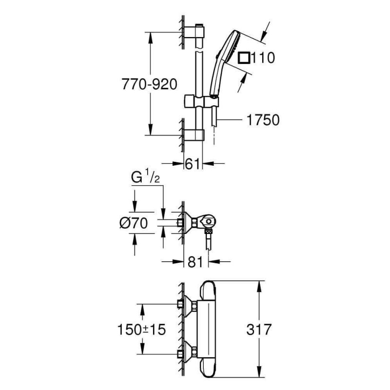 Bateria Prysznicowa Grohtherm 1000 Chrom 34824005 Grohe Bateria Prysznicowa Grohtherm 1000 Chrom 34824005 Grohe
