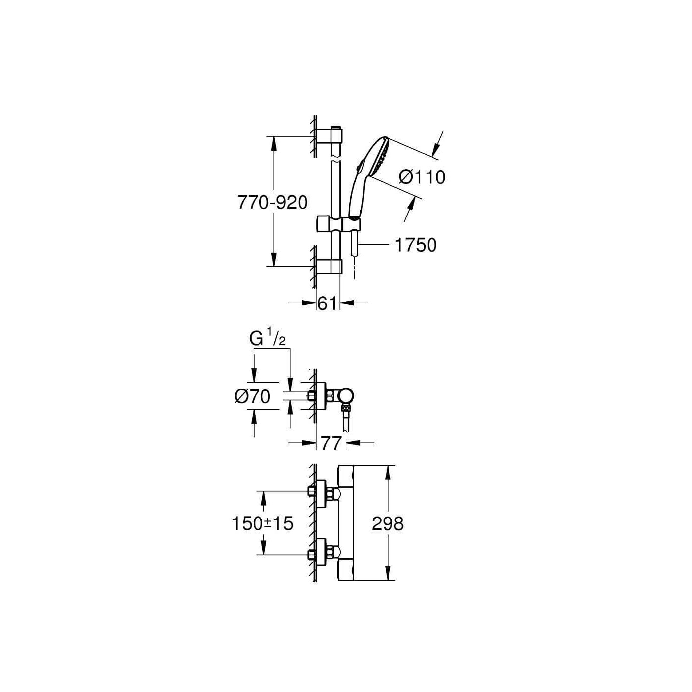 Bateria Prysznicowa Grohtherm 800 Chrom 34769001 Grohe Bateria Prysznicowa Grohtherm 800 Chrom 34769001 Grohe