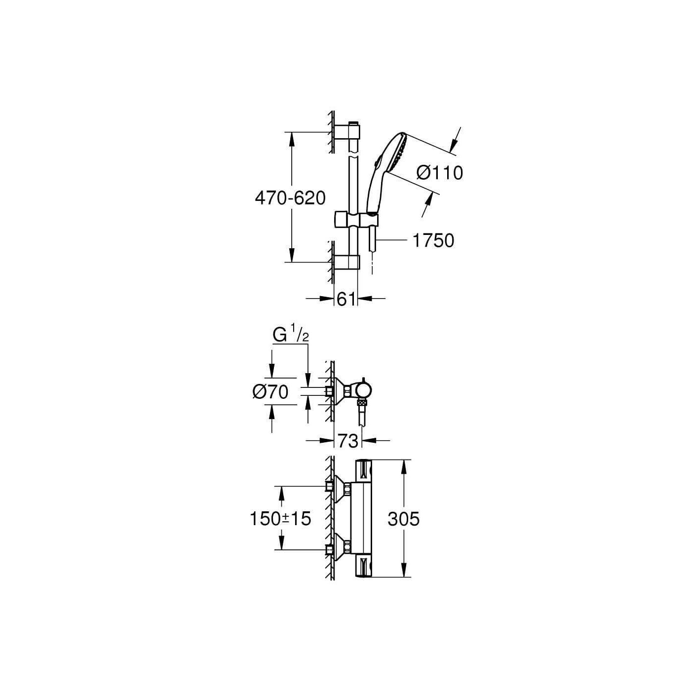Bateria Prysznicowa Grohtherm 800 Chrom 34565002 Grohe Bateria Prysznicowa Grohtherm 800 Chrom 34565002 Grohe