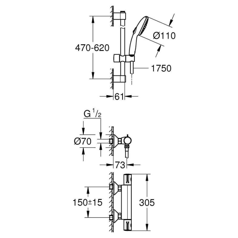 Bateria Prysznicowa Grohtherm 800 Chrom 34565002 Grohe Bateria Prysznicowa Grohtherm 800 Chrom 34565002 Grohe
