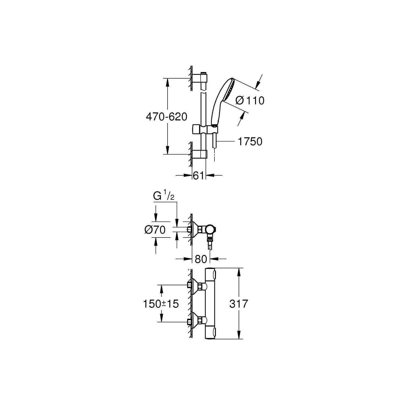 Bateria Prysznicowa Grohtherm 500 Chrom 34796001 Grohe Bateria Prysznicowa Grohtherm 500 Chrom 34796001 Grohe
