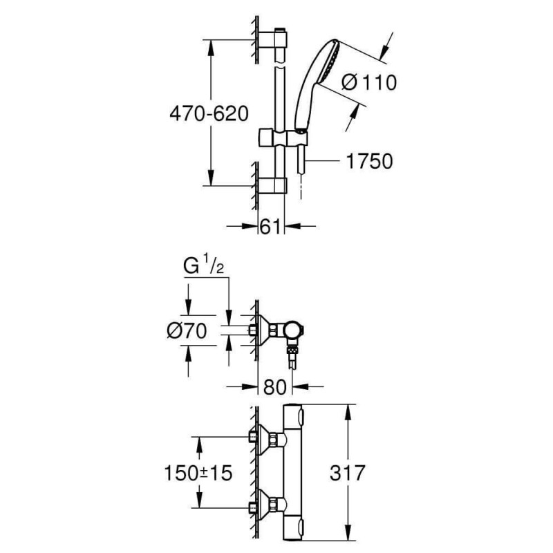 Bateria Prysznicowa Grohtherm 500 Chrom 34796001 Grohe Bateria Prysznicowa Grohtherm 500 Chrom 34796001 Grohe
