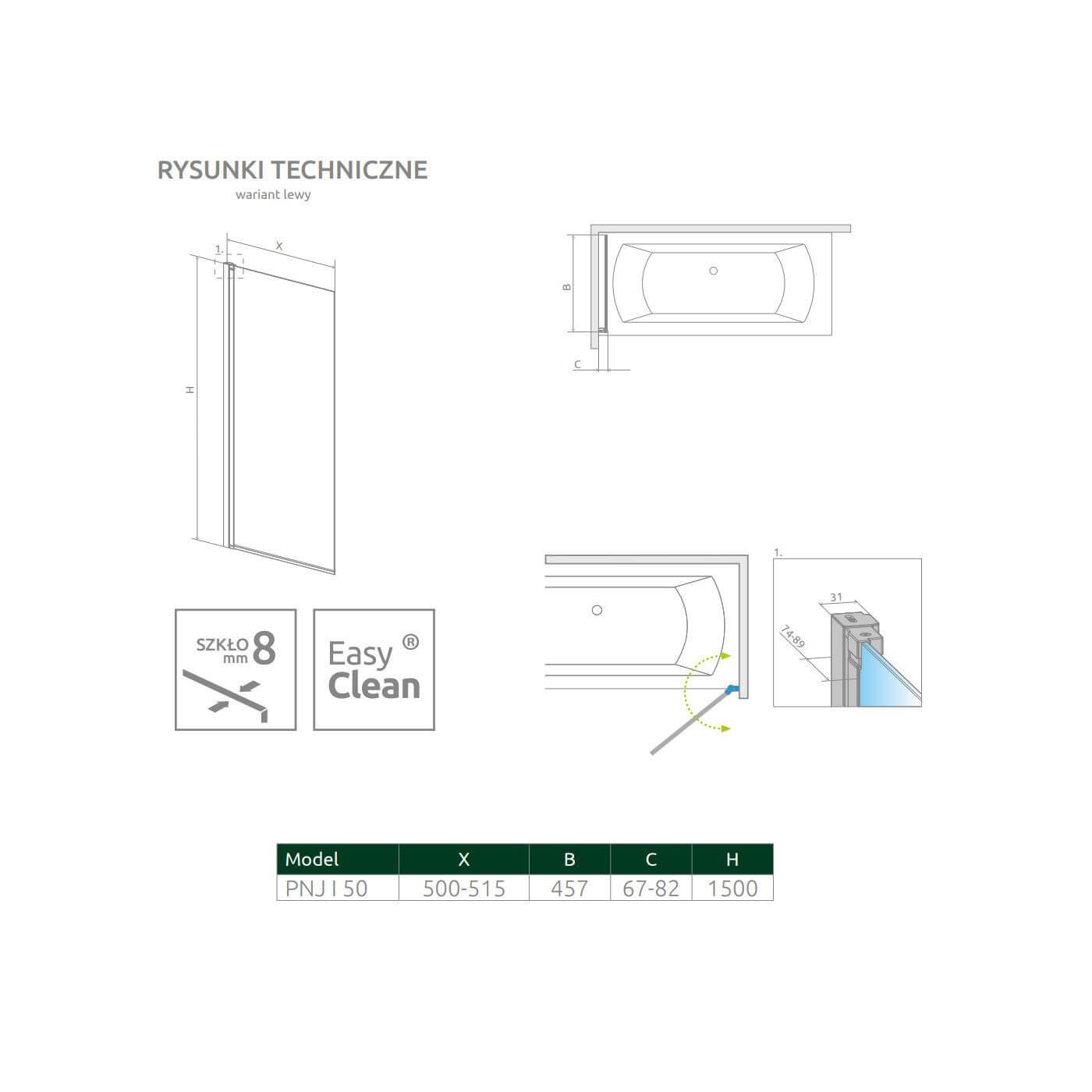 Parawan Nes 8 PNJ 50 Czarny Lewy Nes 8 10061050-54-01L Radaway Parawan Nes 8 PNJ 50 Czarny Lewy Nes 8 10061050-54-01L Radaway