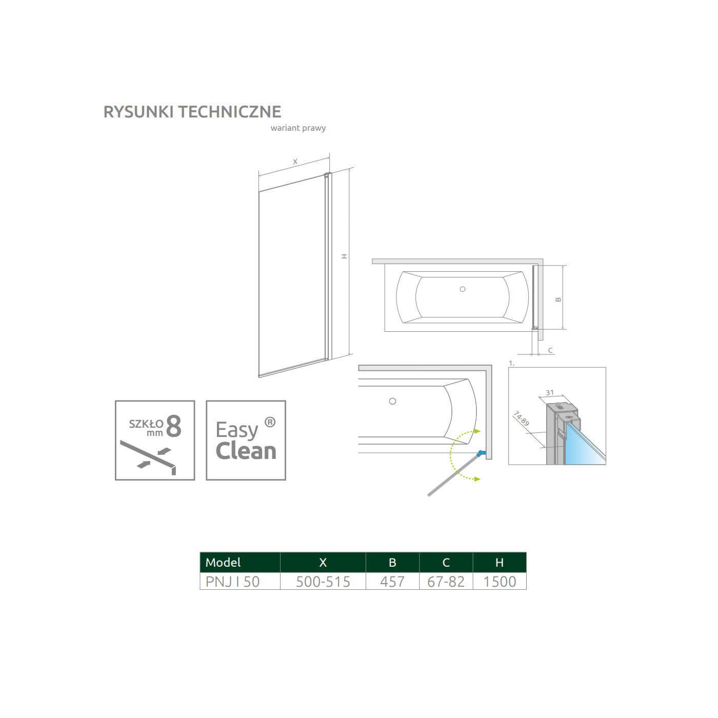 Parawan Nes 8 PNJ 50 Czarny Prawy Nes 8 10061050-54-01R Radaway Parawan Nes 8 PNJ 50 Czarny Prawy Nes 8 10061050-54-01R Radaway