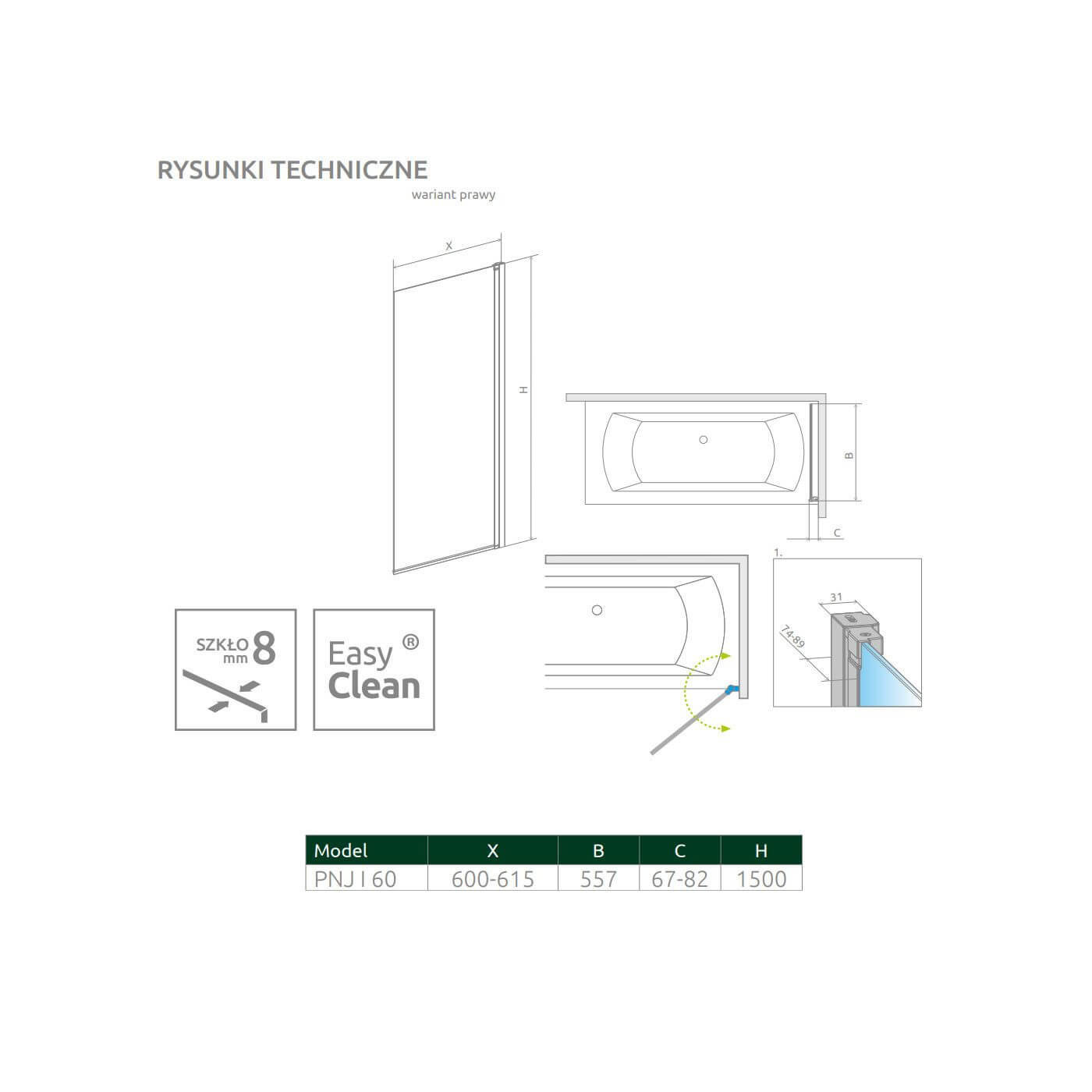 Parawan Nes 8 PNJ 60 Czarny Prawy Nes 8 10061060-54-01R Radaway Parawan Nes 8 PNJ 60 Czarny Prawy Nes 8 10061060-54-01R Radaway