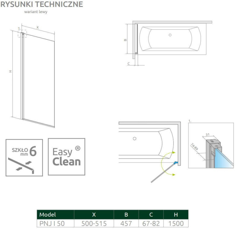 Parawan Nes PNJ 50 Lewy Nes 10011050-01-01L Radaway Parawan Nes PNJ 50 Lewy Nes 10011050-01-01L Radaway