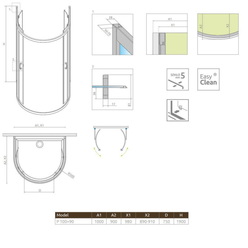 Kabina Premium Plus Szkło Brązowe P 100x90 33300-01-08N Radaway Kabina Premium Plus Szkło Brązowe P 100x90 33300-01-08N Radaway