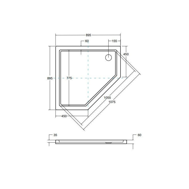 Brodzik Pięciokątny Bergo 90X90 Bab-90 Besco Brodzik Pięciokątny Bergo 90X90 Bab-90 Besco