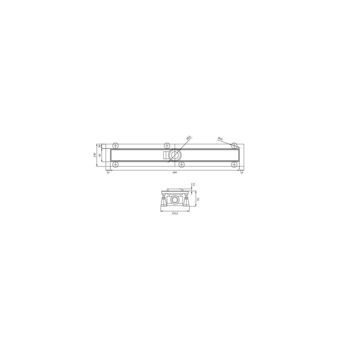 Odpływ Liniowy Z Maskownicą Lowfix 60 Cm Lowfix60Tsl Omnires Odpływ Liniowy Z Maskownicą Lowfix 60 Cm Lowfix60Tsl Omnires