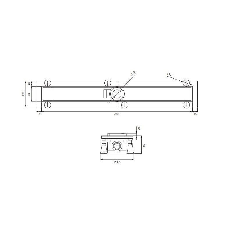 Odpływ Liniowy Z Maskownicą Lowfix 60 Cm Lowfix60Tsl Omnires Odpływ Liniowy Z Maskownicą Lowfix 60 Cm Lowfix60Tsl Omnires