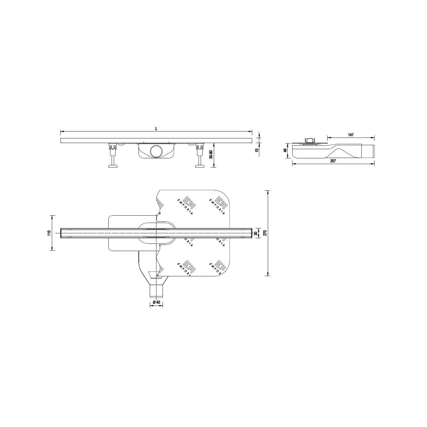 Odpływ Liniowy Top Drain 60 cm 522.0121.58.060 Złoty Emporia Odpływ Liniowy Top Drain 60 cm 522.0121.58.060 Złoty Emporia
