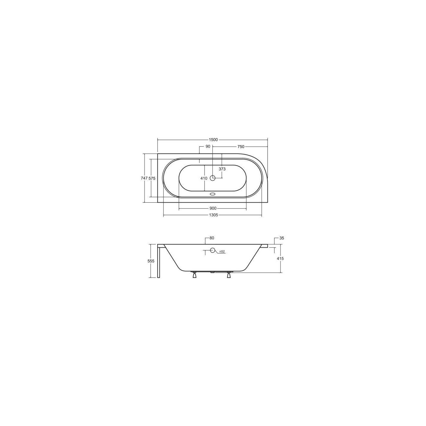 Wanna Przyścienna Avita Przyścienna Prawa 150X75 Cm WAA-150APS Besco Wanna Przyścienna Avita Przyścienna Prawa 150X75 Cm WAA-150APS Besco