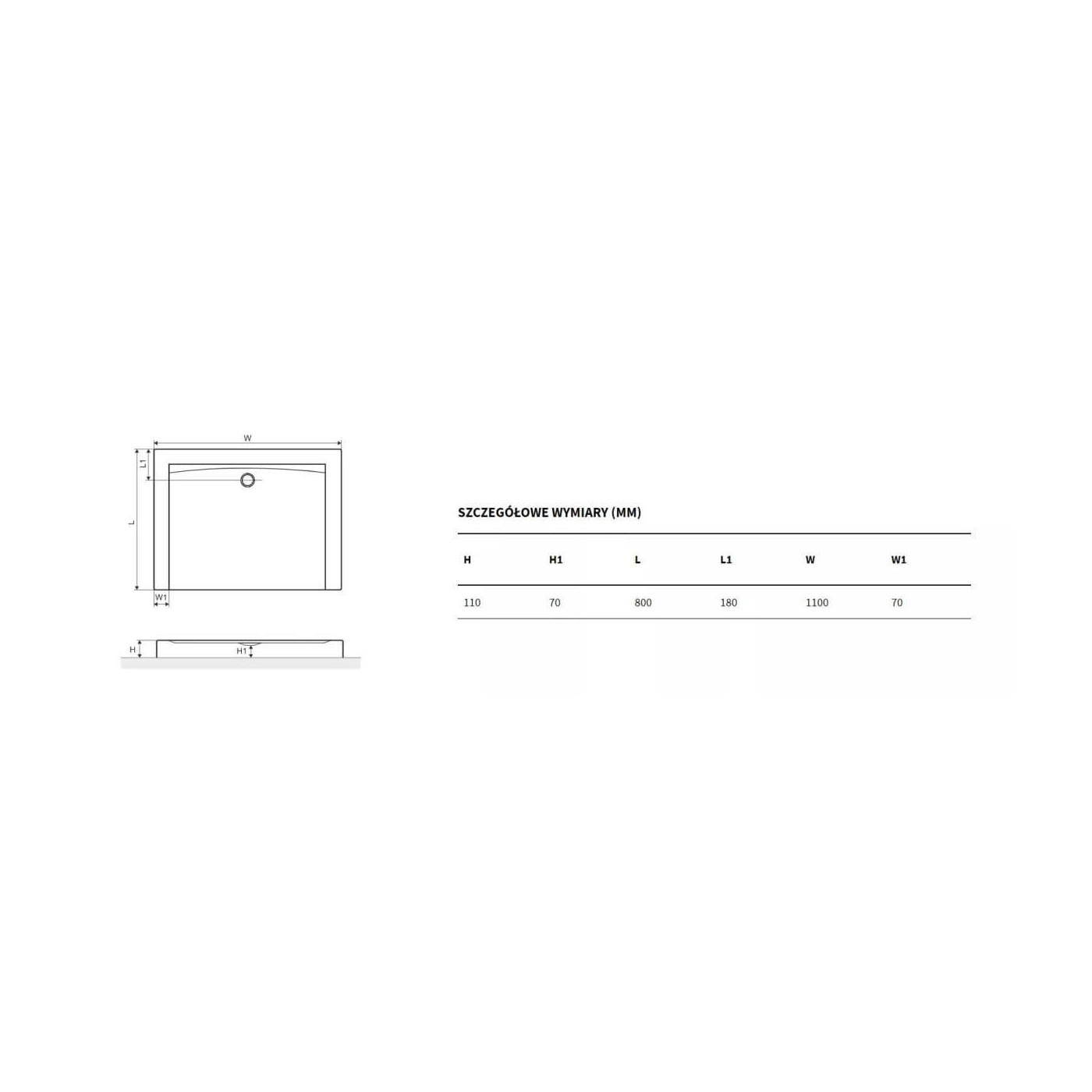 Brodzik Prostokątny Wysoki Forma 110x80 BREX.1403.110.080.WHC Excellent Brodzik Prostokątny Wysoki Forma 110x80 BREX.1403.110.080.WHC Excellent