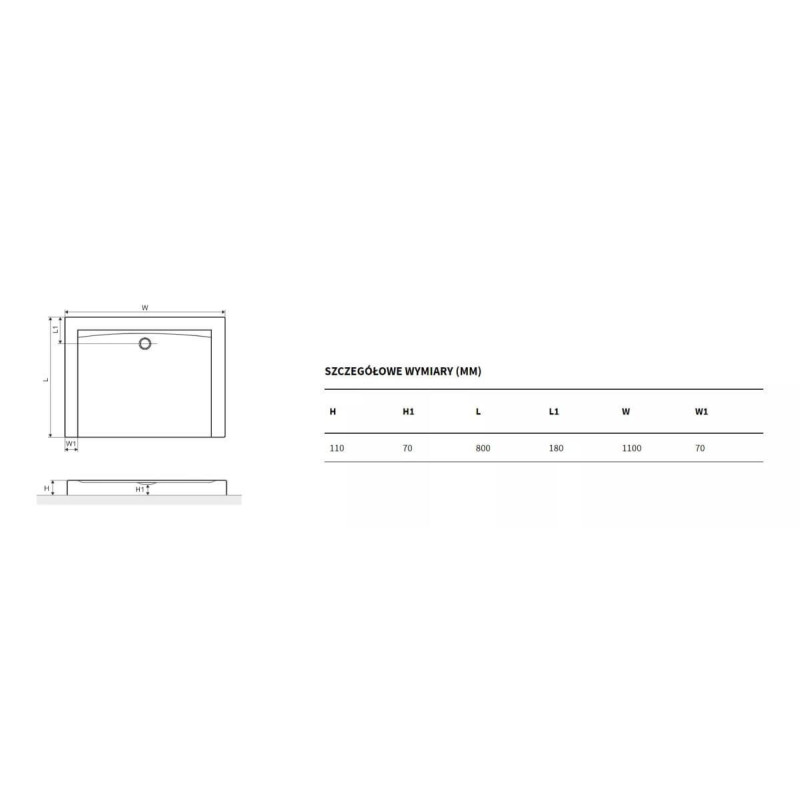 Brodzik Prostokątny Wysoki Forma 110x80 BREX.1403.110.080.WHC Excellent Brodzik Prostokątny Wysoki Forma 110x80 BREX.1403.110.080.WHC Excellent