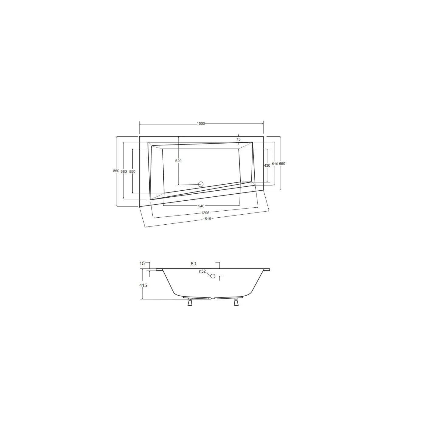 Wanna Do Zabudowy Alvi BS-WAIT150-L 150x85 Emporia Wanna Do Zabudowy Alvi BS-WAIT150-L 150x85 Emporia
